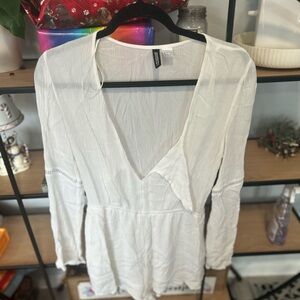 White Long Sleeve Romper